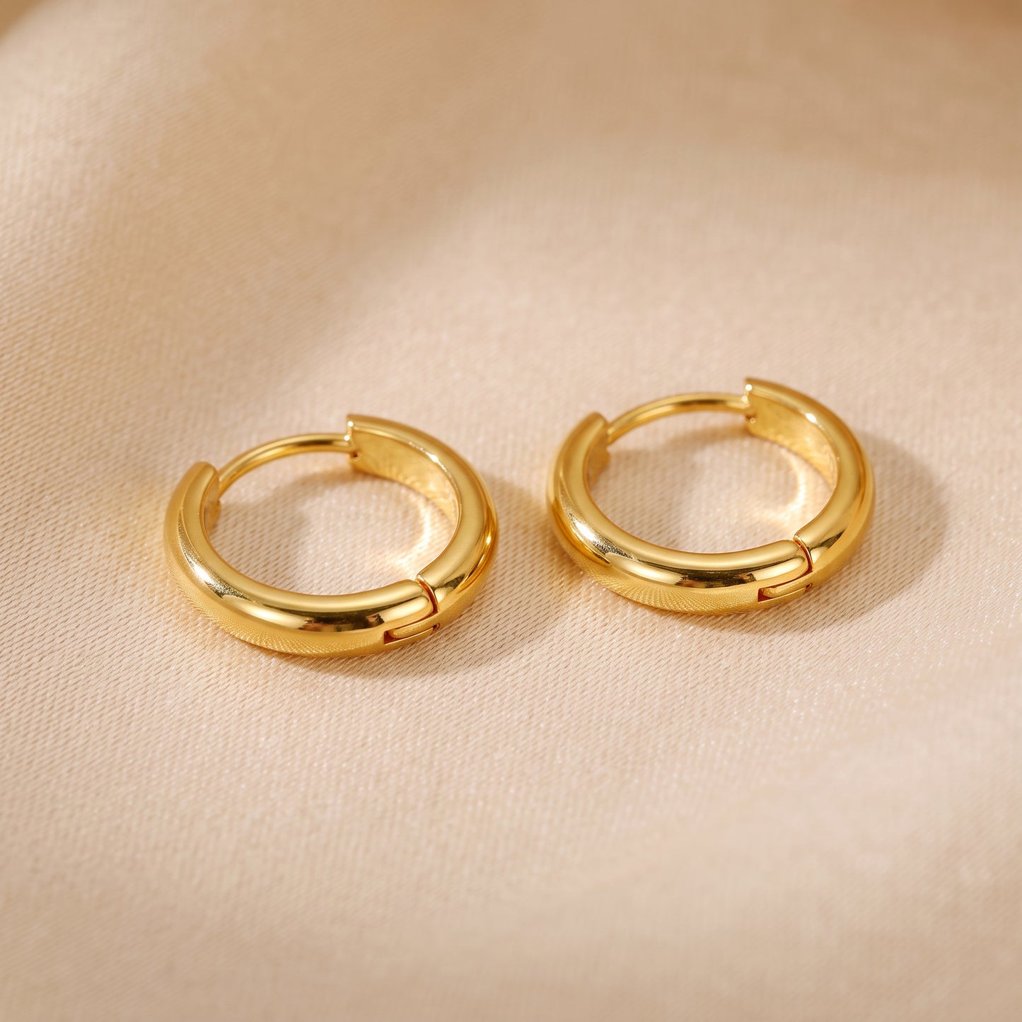 Basic Geometric CNC Titanium Steel Earrings For Women With Electroplated KC Golden Plated Finish