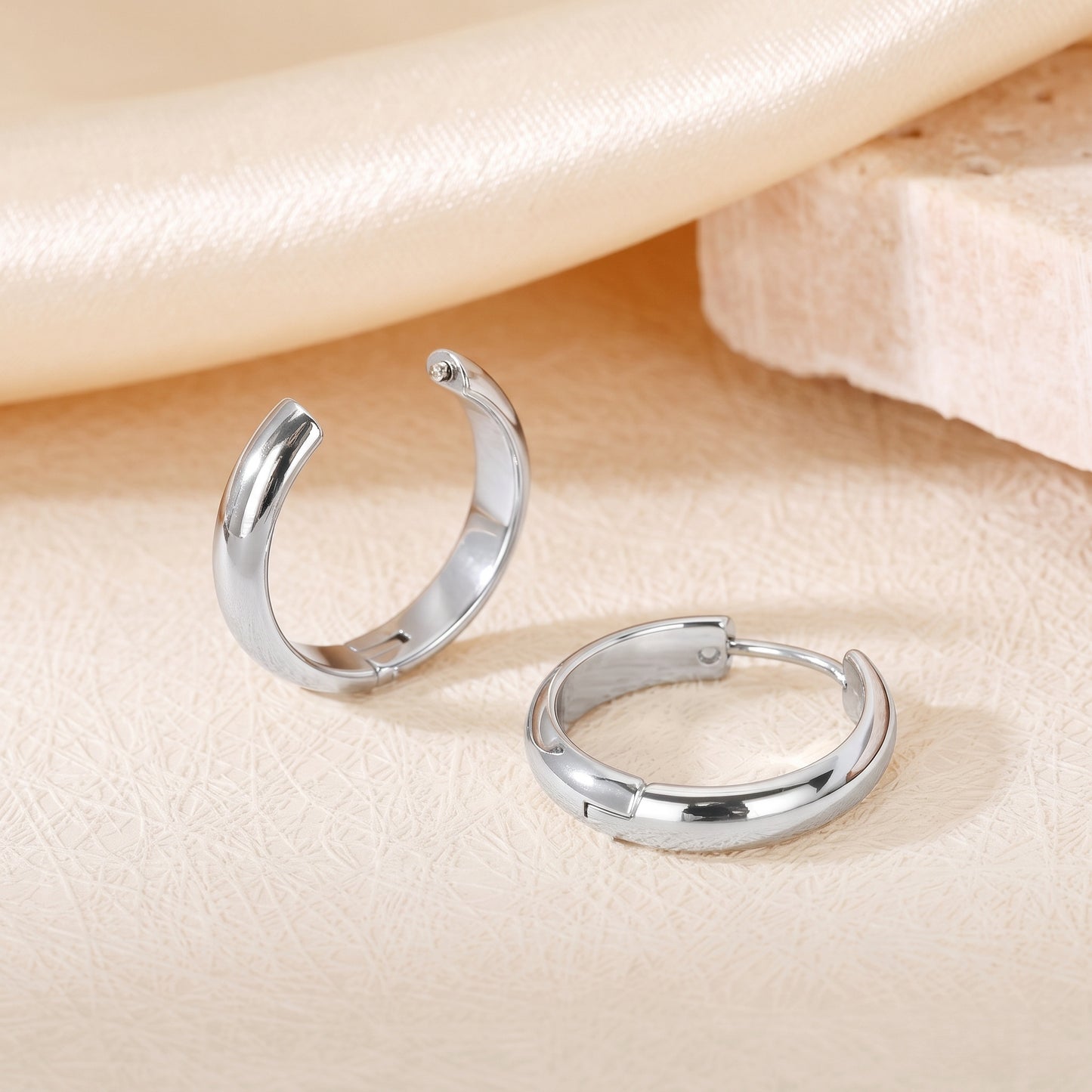 Basic Geometric CNC Titanium Steel Earrings For Women With Electroplated KC Golden Plated Finish