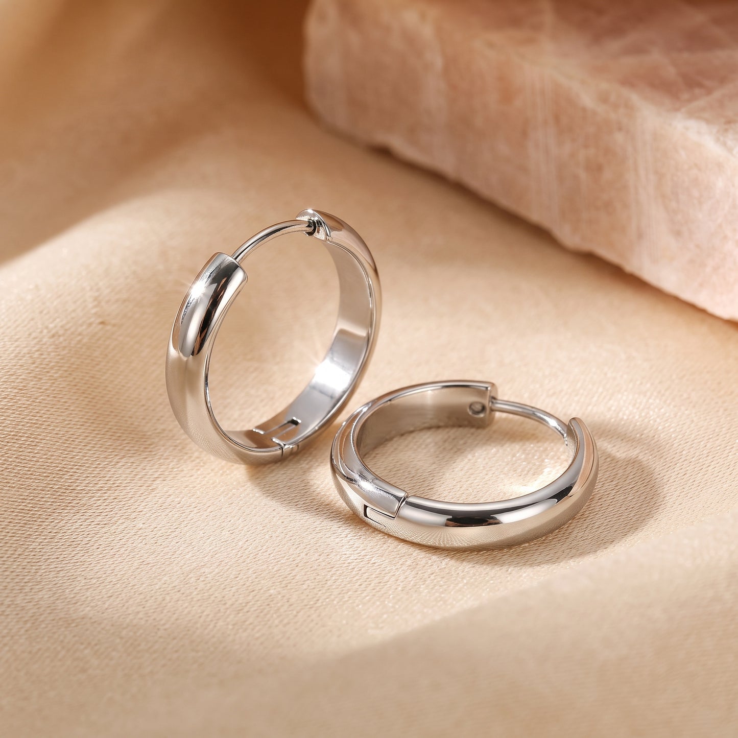 Basic Geometric CNC Titanium Steel Earrings For Women With Electroplated KC Golden Plated Finish