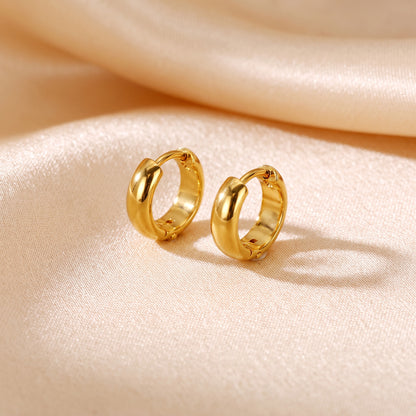 Basic Geometric CNC Titanium Steel Earrings For Women With Electroplated KC Golden Plated Finish