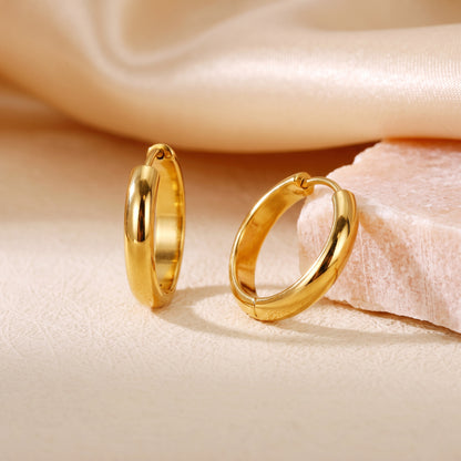 Basic Geometric CNC Titanium Steel Earrings For Women With Electroplated KC Golden Plated Finish