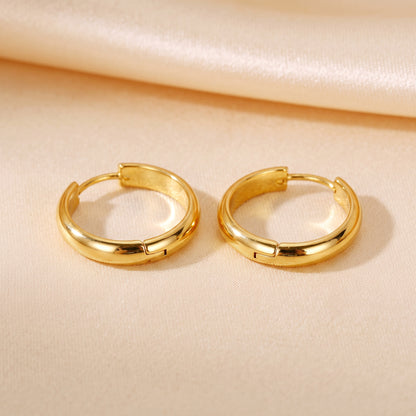 Basic Geometric CNC Titanium Steel Earrings For Women With Electroplated KC Golden Plated Finish