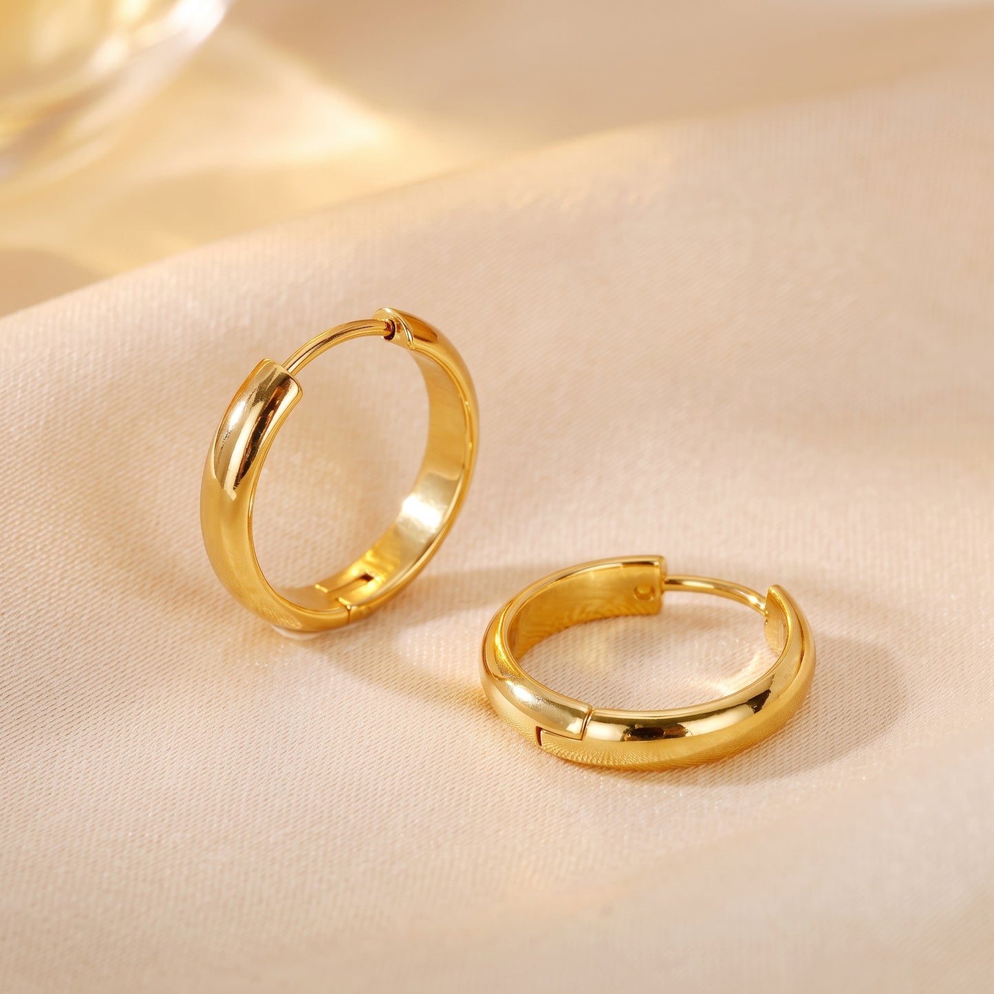 Basic Geometric CNC Titanium Steel Earrings For Women With Electroplated KC Golden Plated Finish