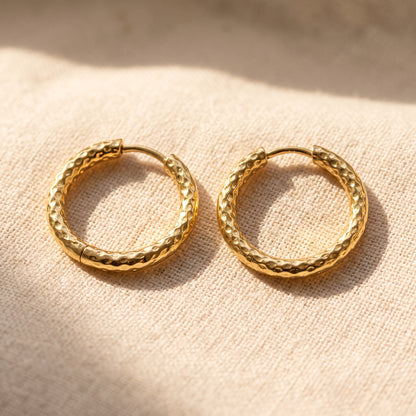 Basic Geometric CNC Titanium Steel Earrings For Women With Electroplated KC Golden Plated Finish