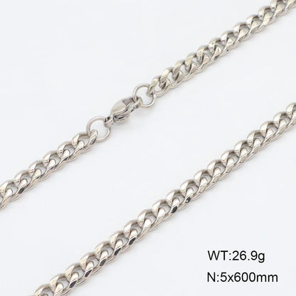 Handmade Punk Quadrilateral Necklace In 304 Stainless Steel With 18K Real Gold Plated PVD Coated Cuban Link Chain
