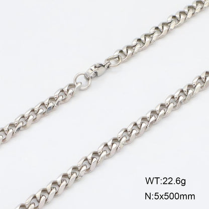 Handmade Punk Quadrilateral Necklace In 304 Stainless Steel With 18K Real Gold Plated PVD Coated Cuban Link Chain
