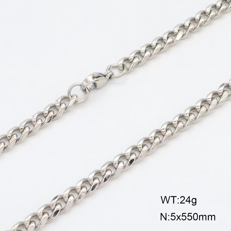 Handmade Punk Quadrilateral Necklace In 304 Stainless Steel With 18K Real Gold Plated PVD Coated Cuban Link Chain