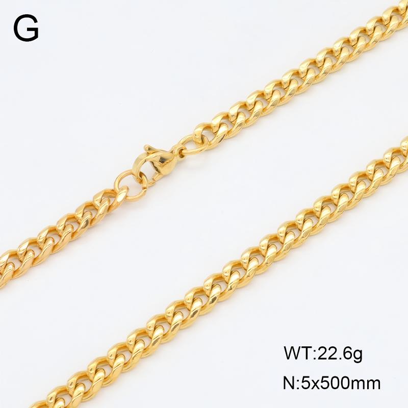 Handmade Punk Quadrilateral Necklace In 304 Stainless Steel With 18K Real Gold Plated PVD Coated Cuban Link Chain