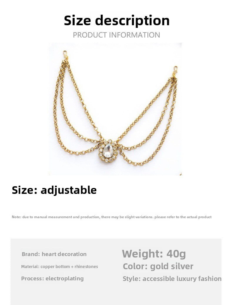 Water Droplets Hair Chain Insert Comb For Women With Rhinestones In Silver, Perfect For Wedding Season