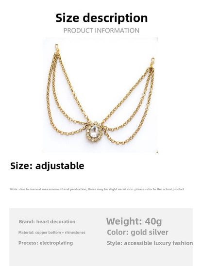 Water Droplets Hair Chain Insert Comb For Women With Rhinestones In Silver, Perfect For Wedding Season