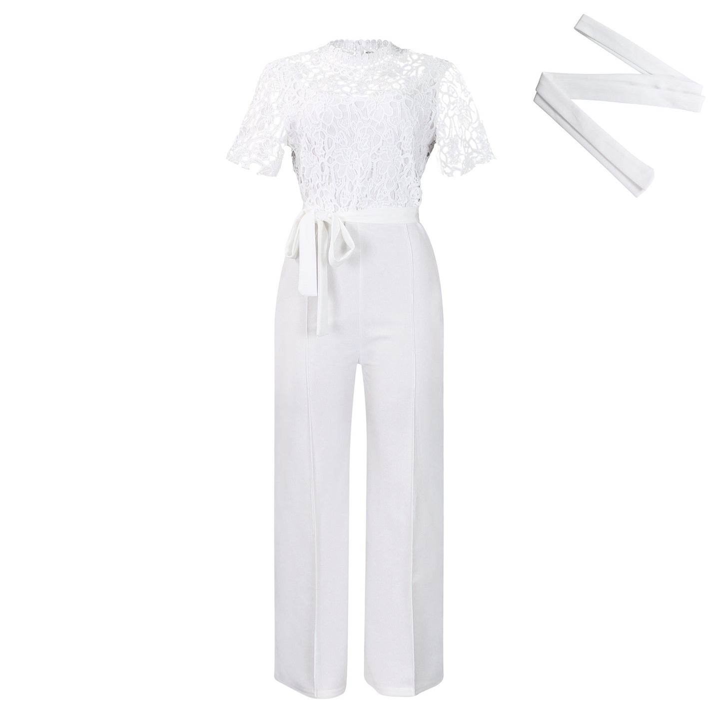 Sexy Lace Full Length Jumpsuits Featuring Polyester Fabric With Stretchy Casual Pants Style
