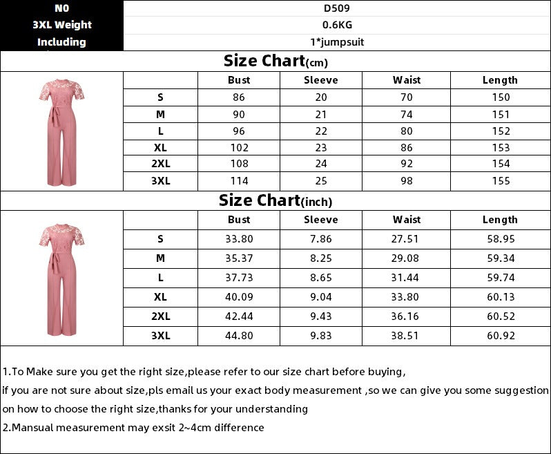 Sexy Lace Full Length Jumpsuits Featuring Polyester Fabric With Stretchy Casual Pants Style