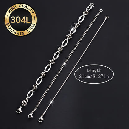 Handmade Men's 304 Stainless Steel Cuban Link Chain Curb Chain Bracelet