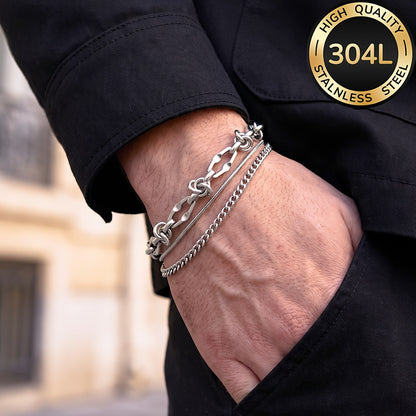 Handmade Men's 304 Stainless Steel Cuban Link Chain Curb Chain Bracelet