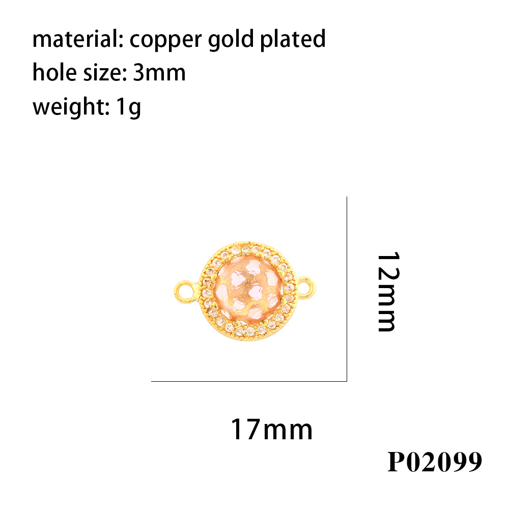 Geometric Pendant In IG Style For Unisex, Copper Base With 18K Real Gold Electroplated And Zircon Inlay, Beaded Jewelry