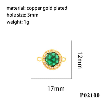 Geometric Pendant In IG Style For Unisex, Copper Base With 18K Real Gold Electroplated And Zircon Inlay, Beaded Jewelry