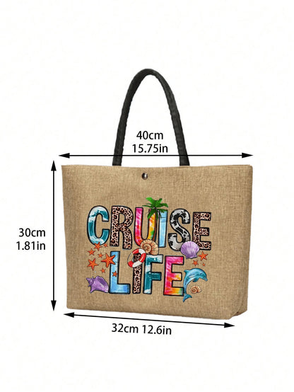 Unisex Square Polyester Shoulder Bag With Single Shoulder Strap, Printing Design, Suitable For All Seasons