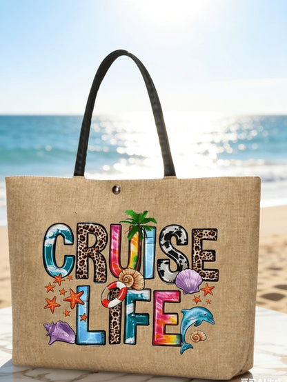 Unisex Square Polyester Shoulder Bag With Single Shoulder Strap, Printing Design, Suitable For All Seasons