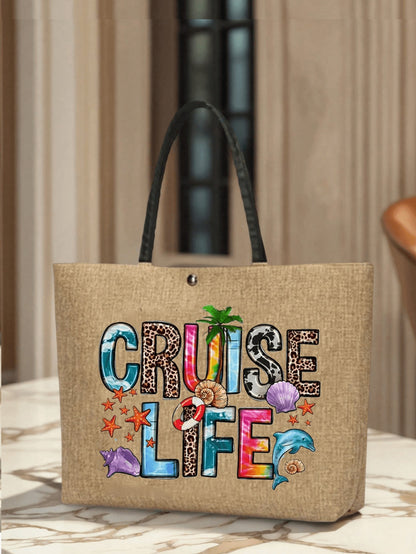 Unisex Square Polyester Shoulder Bag With Single Shoulder Strap, Printing Design, Suitable For All Seasons