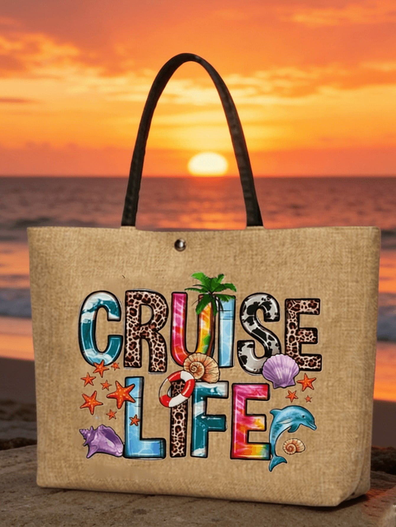 Unisex Square Polyester Shoulder Bag With Single Shoulder Strap, Printing Design, Suitable For All Seasons