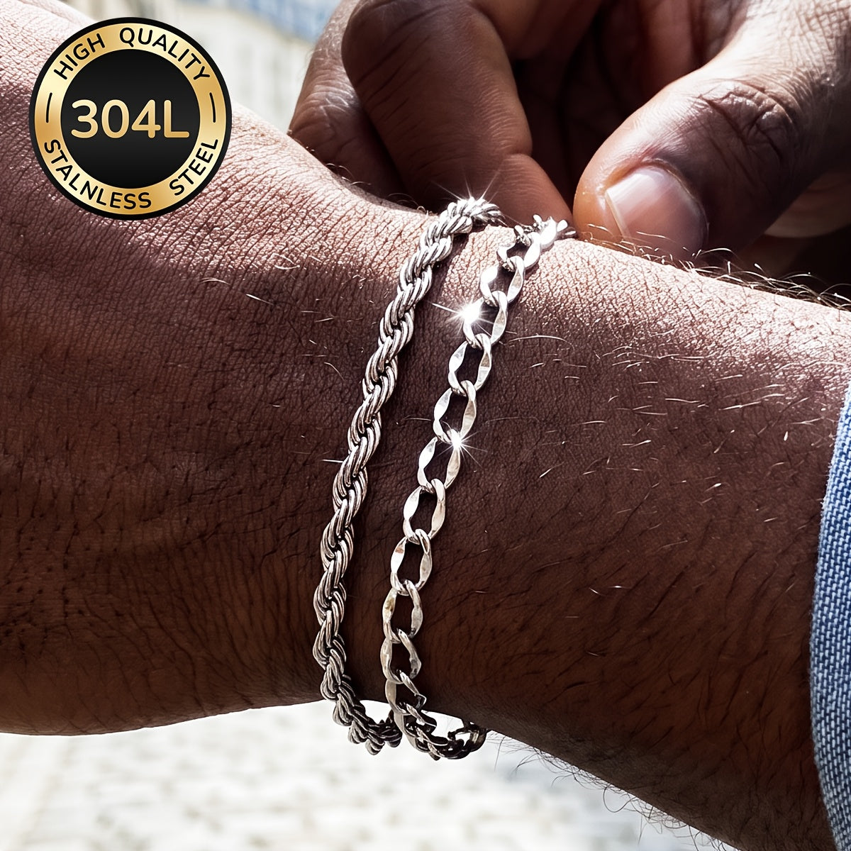 Handmade Men's Cuban Link Chain Bracelet In Durable 304 Stainless Steel Featuring Classic Curb Chain Design