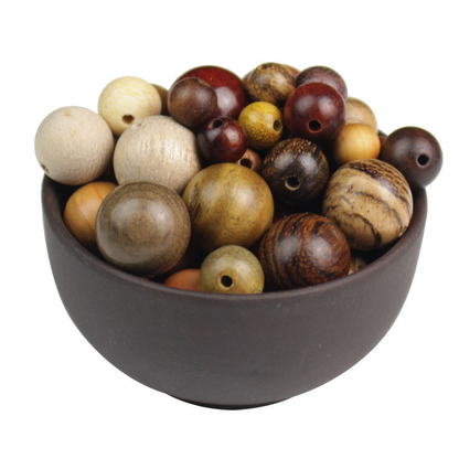 50 PCS Solid Wood Swirl Pattern Beads With 6-10mm Hole Size, Polished Finish For Jewelry Making In Ethnic Style