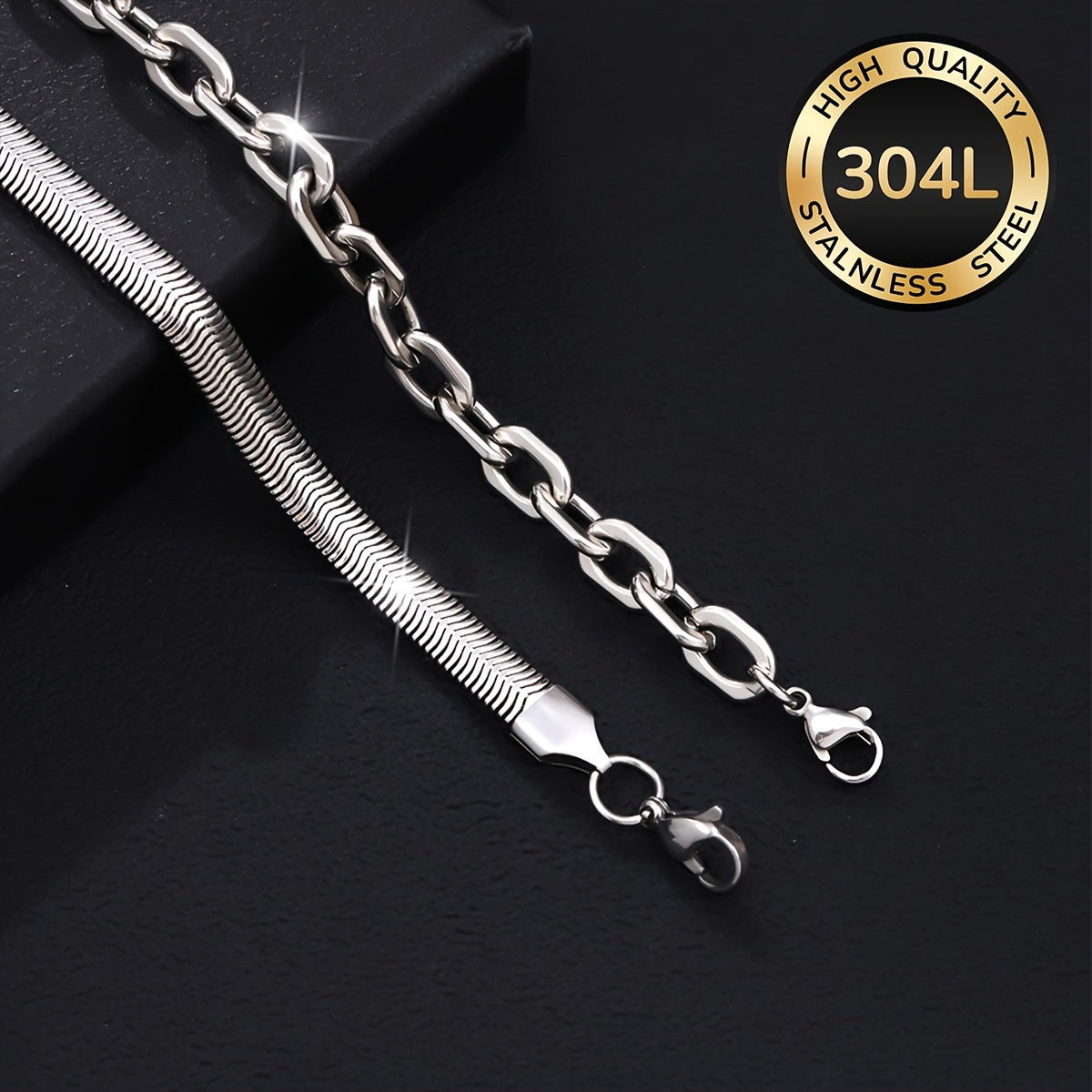 Handmade Men's 304 Stainless Steel Cuban Link Chain Curb Chain Bracelet