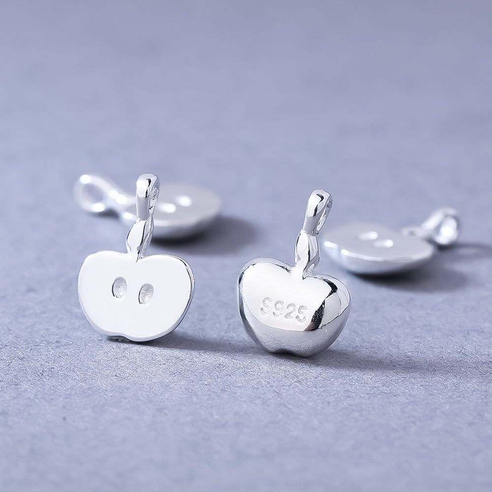 Apple Pendant In 925 Sterling Silver With Electroplated Finish, Silver Jewelry Accessory