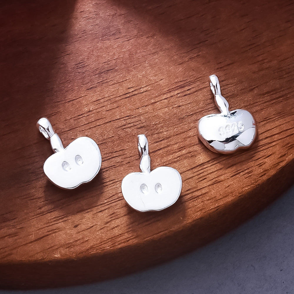 Apple Pendant In 925 Sterling Silver With Electroplated Finish, Silver Jewelry Accessory