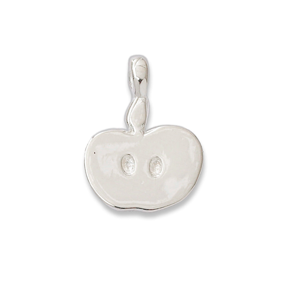 Apple Pendant In 925 Sterling Silver With Electroplated Finish, Silver Jewelry Accessory