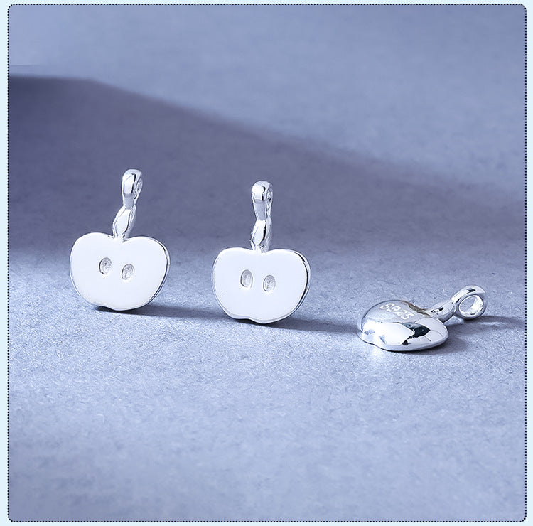 Apple Pendant In 925 Sterling Silver With Electroplated Finish, Silver Jewelry Accessory