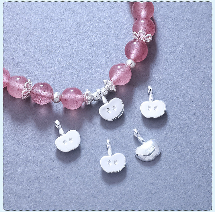 Apple Pendant In 925 Sterling Silver With Electroplated Finish, Silver Jewelry Accessory
