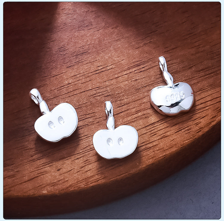Apple Pendant In 925 Sterling Silver With Electroplated Finish, Silver Jewelry Accessory