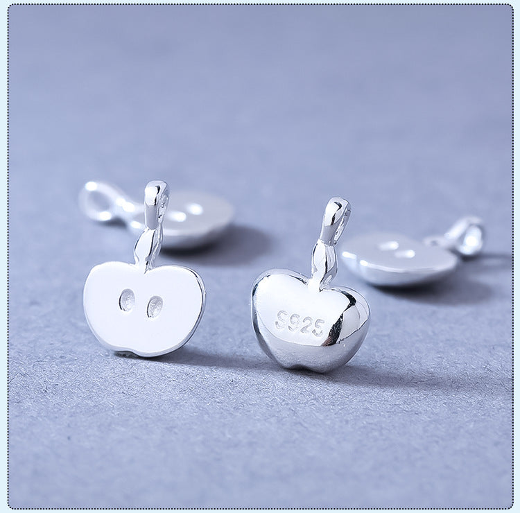 Apple Pendant In 925 Sterling Silver With Electroplated Finish, Silver Jewelry Accessory