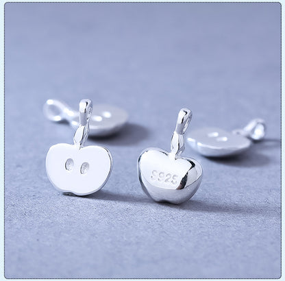 Apple Pendant In 925 Sterling Silver With Electroplated Finish, Silver Jewelry Accessory