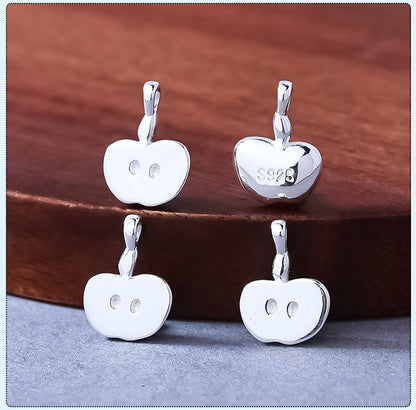 Apple Pendant In 925 Sterling Silver With Electroplated Finish, Silver Jewelry Accessory