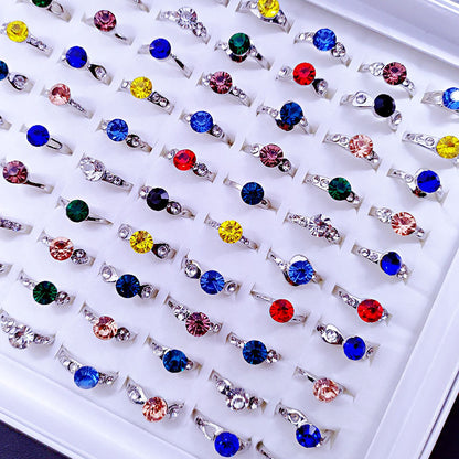 Sweet Geometric Alloy Ring For Women With Colourful Rhinestones Inlay
