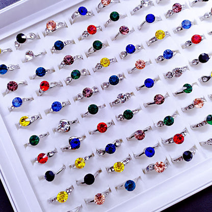 Sweet Geometric Alloy Ring For Women With Colourful Rhinestones Inlay