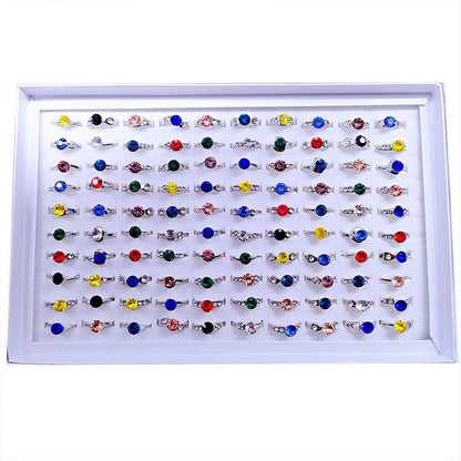 Sweet Geometric Alloy Ring For Women With Colourful Rhinestones Inlay