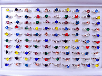 Sweet Geometric Alloy Ring For Women With Colourful Rhinestones Inlay
