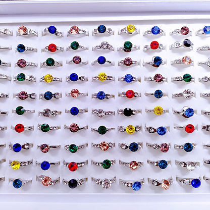 Sweet Geometric Alloy Ring For Women With Colourful Rhinestones Inlay