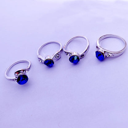 Sweet Geometric Alloy Ring For Women With Colourful Rhinestones Inlay