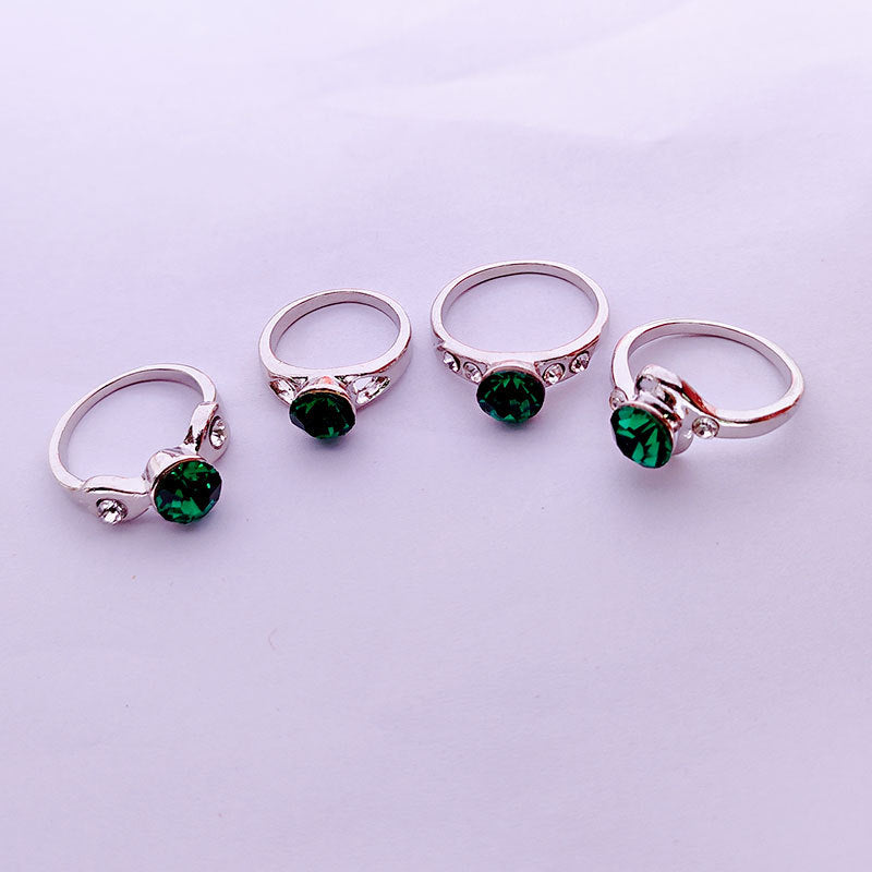 Sweet Geometric Alloy Ring For Women With Colourful Rhinestones Inlay