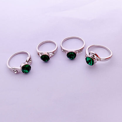 Sweet Geometric Alloy Ring For Women With Colourful Rhinestones Inlay