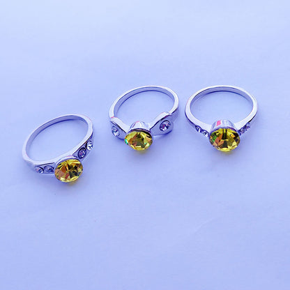Sweet Geometric Alloy Ring For Women With Colourful Rhinestones Inlay