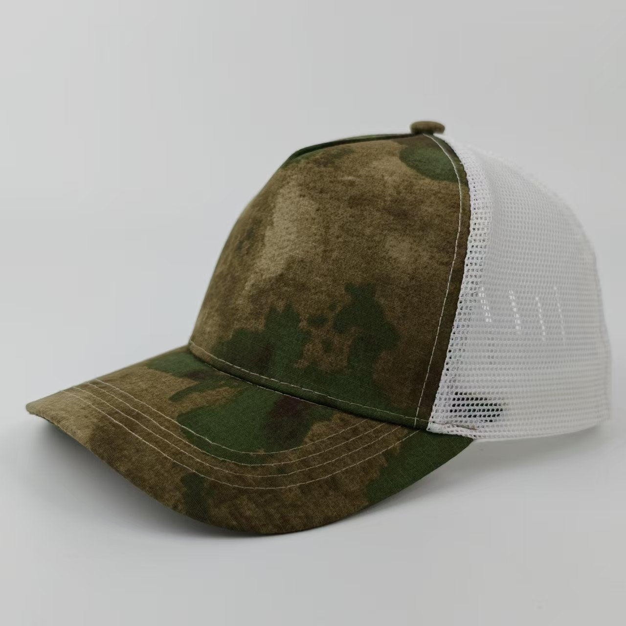 Camouflage Breathable Baseball Cap With Curved Brim, Made Of Polyester Featuring Embroidery For Adults
