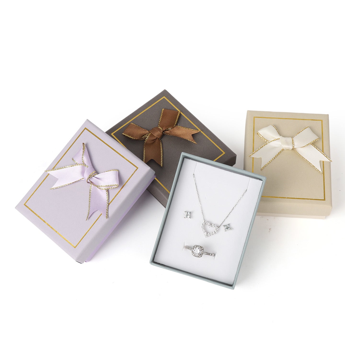 Bow Tie Jewelry Box Made Of Paper With Hot Stamping Craft, Available In Red For Elegant Jewelry Packaging