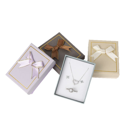 Bow Tie Jewelry Box Made Of Paper With Hot Stamping Craft, Available In Red For Elegant Jewelry Packaging