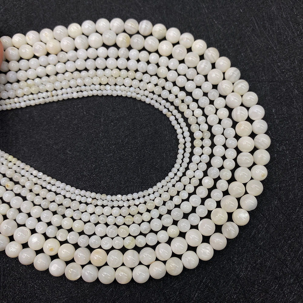 Polished Round Shell Beads For Jewelry Making, Diameter 3mm, Baroque Style