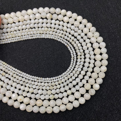 Polished Round Shell Beads For Jewelry Making, Diameter 3mm, Baroque Style
